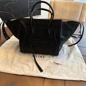 CELINE LUGGAGE PHANTOM BAG TOTE BLACK LEATHER